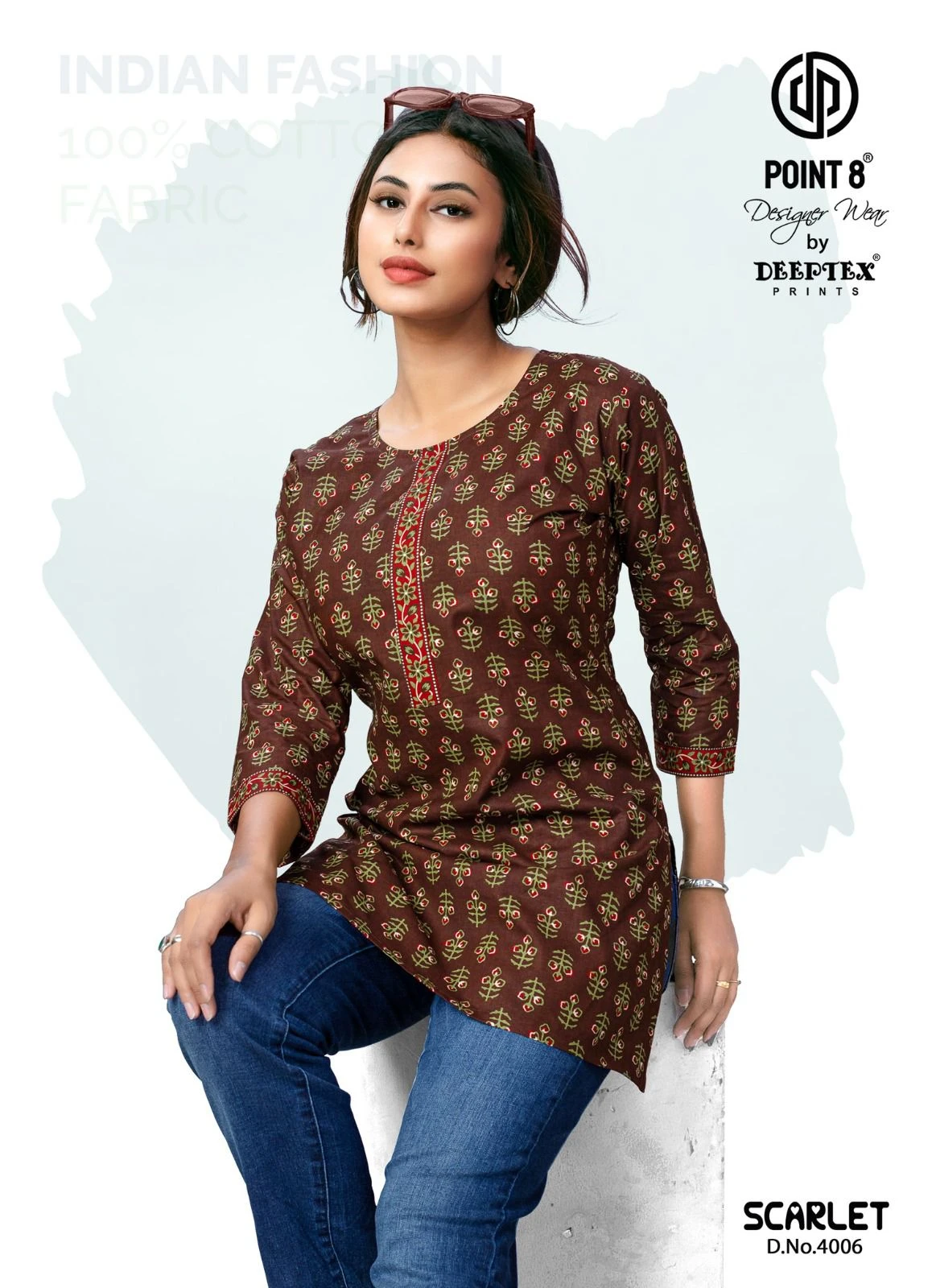 Deeptex Scarlet Vol 4 Cotton Wholesale Short Tops Catalog — Wholesale Cotton Kurti Pant Set, Deeptex wholesale from Surat — view 5